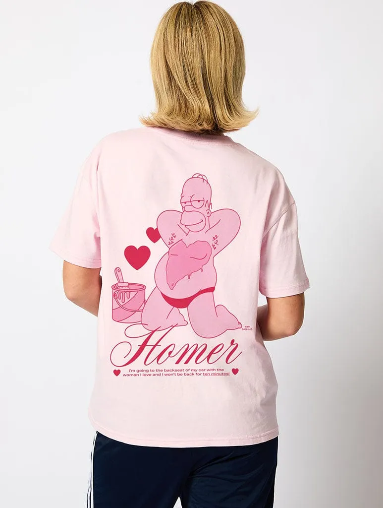 The Simpsons Romantic Homer T-Shirt In Pink sold by Skinnydip London