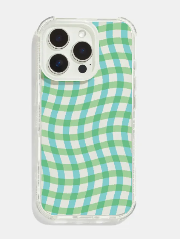 Wiggle Gingham Green Shock iPhone Case sold by Skinnydip London