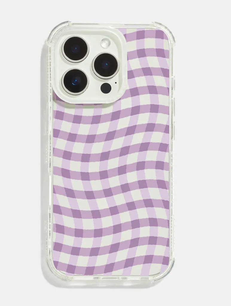 Wiggle Gingham Purple Shock iPhone Case sold by Skinnydip London
