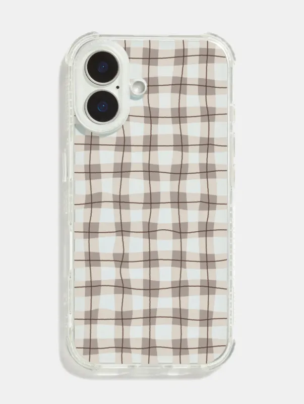 Neutral Gingham Shock iPhone Case sold by Skinnydip London