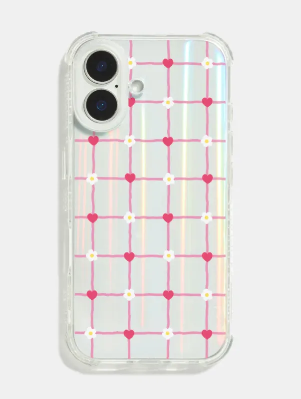 Checked Heart And Flower Shock iPhone Case sold by Skinnydip London