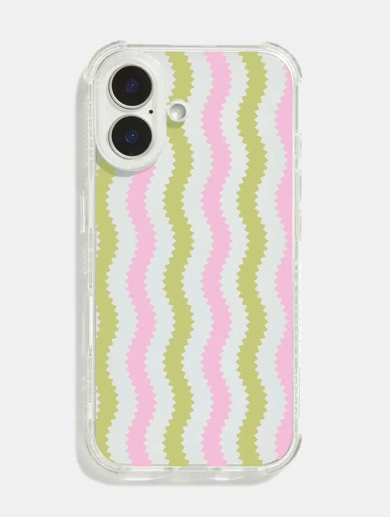 Pink And Green Wiggles Shock iPhone Case sold by Skinnydip London
