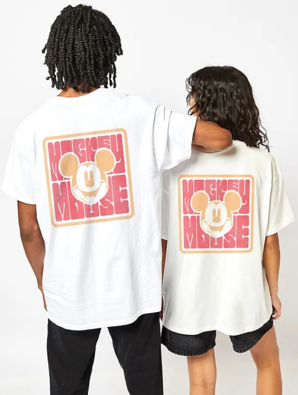 Disney Mickey Mouse Funky Unisex T-Shirt In Ecru sold by Skinnydip London