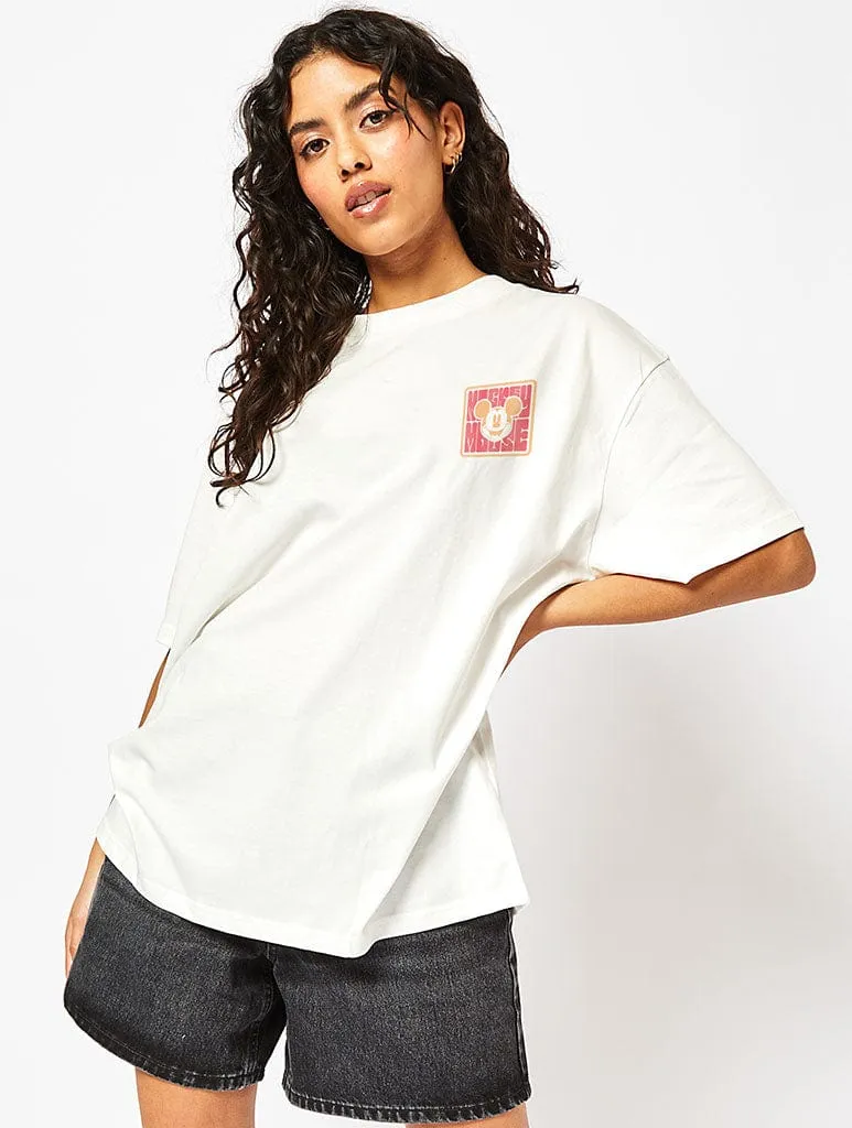 Disney Mickey Mouse Funky Unisex T-Shirt In Ecru sold by Skinnydip London product image thumbnail 2