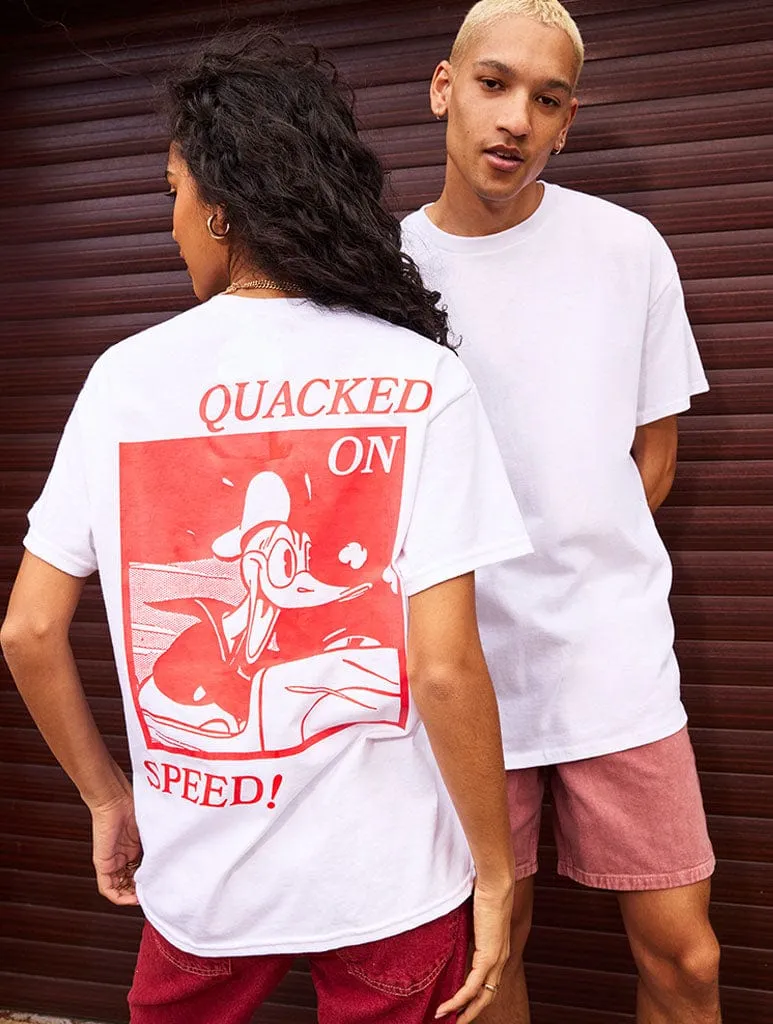 Disney Donald Duck Quacked Speed T-Shirt In Ecru sold by Skinnydip London