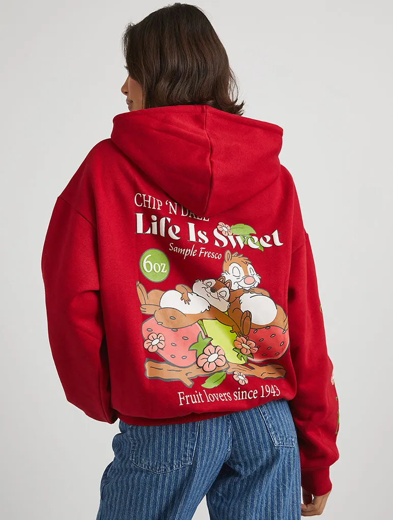 Disney Chip N Dale Life Is Sweet Hoodie in Wine sold by Skinnydip London product image thumbnail 2