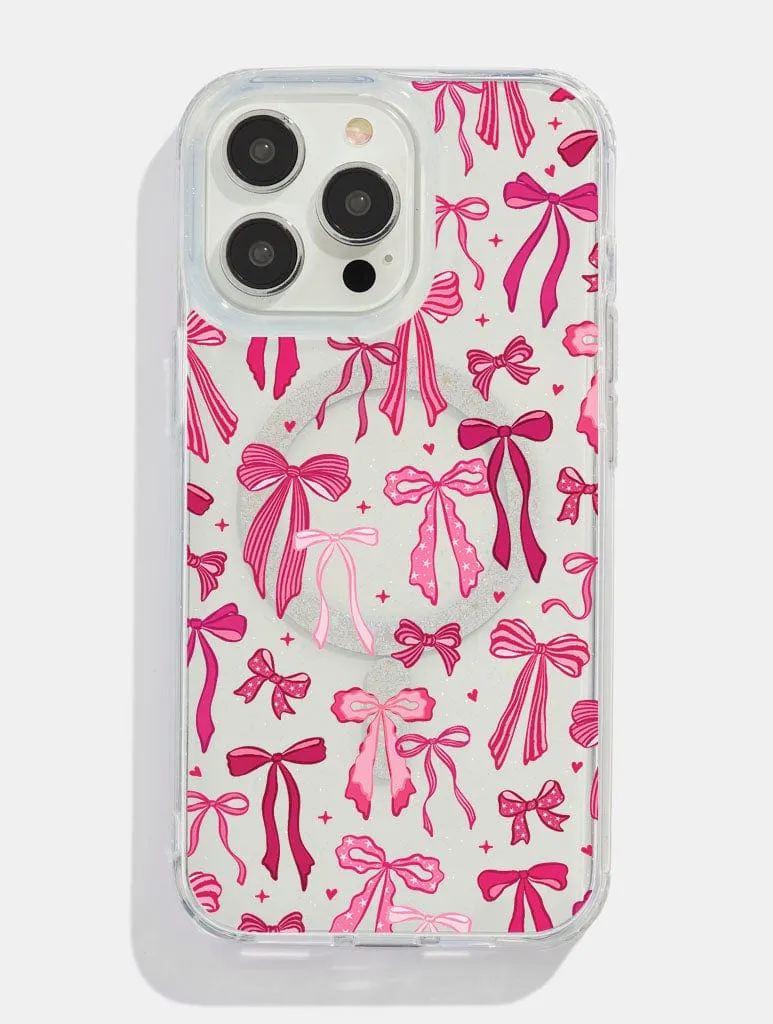 Burgundy Painted Bows Glitter MagSafe iPhone Case sold by Skinnydip London
