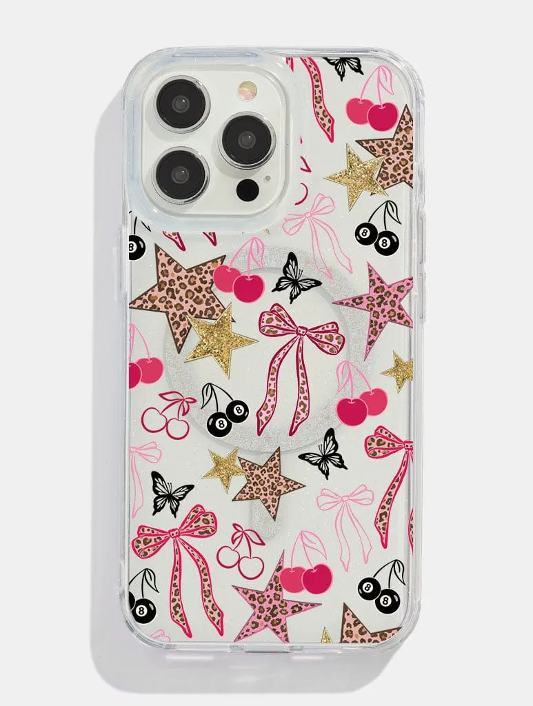 Leopard Cherry Scrapbook Glitter MagSafe iPhone Case sold by Skinnydip London