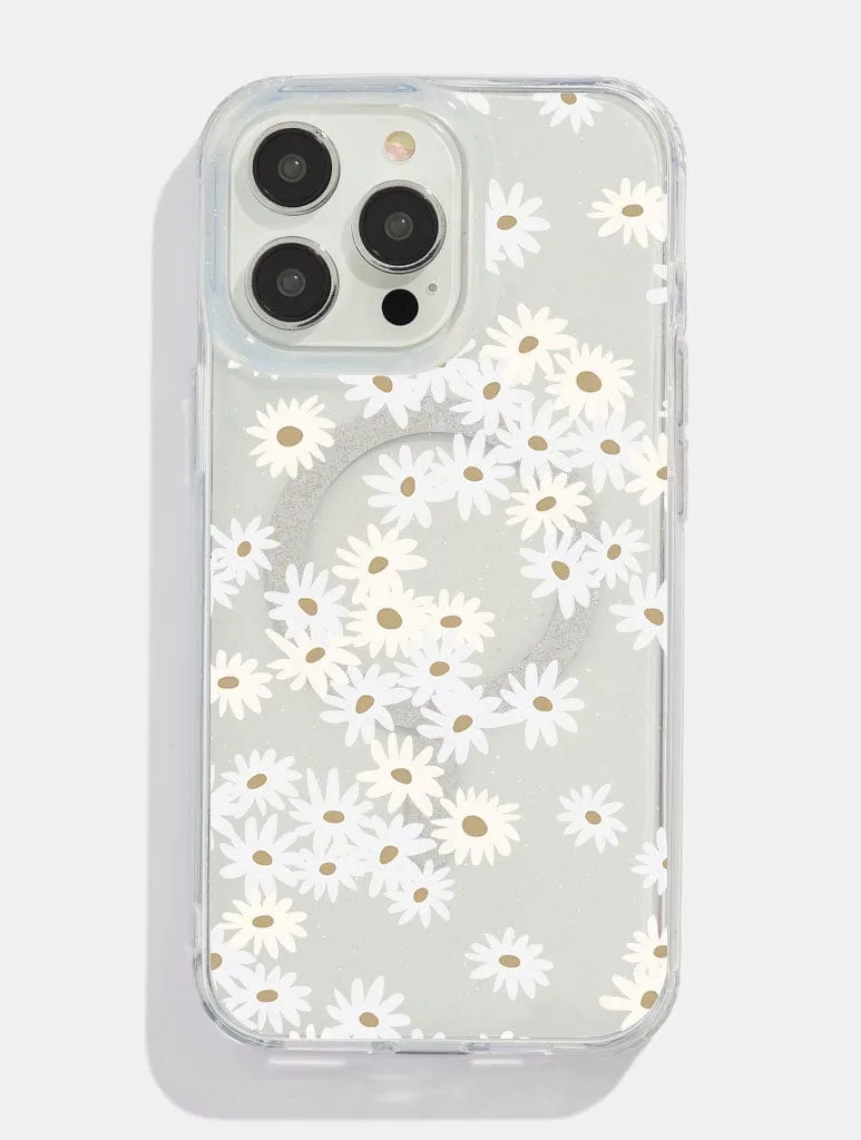 White Ditsy Daisy Glitter MagSafe iPhone Case sold by Skinnydip London