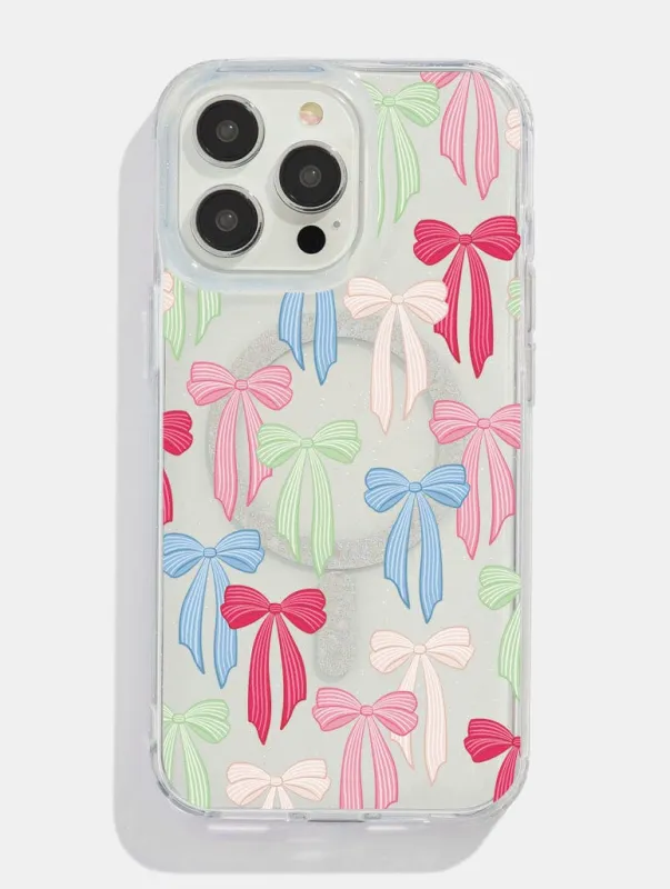Striped Bows Glitter MagSafe iPhone Case sold by Skinnydip London