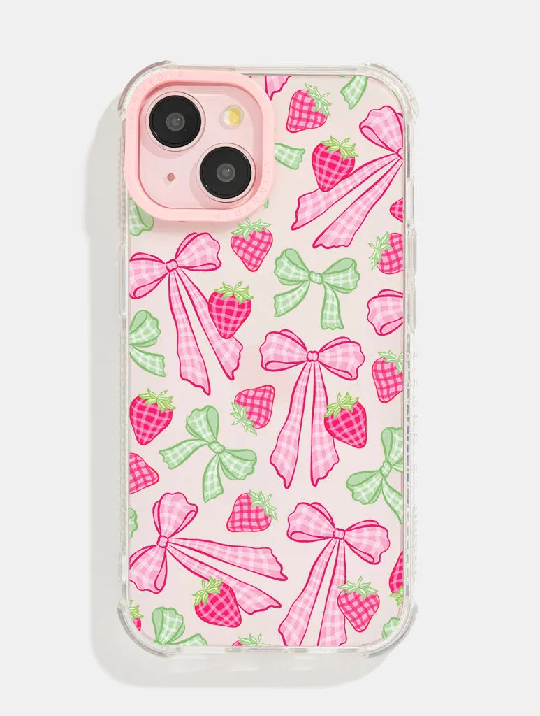 Pink Gingham Bow Shock iPhone Case sold by Skinnydip London