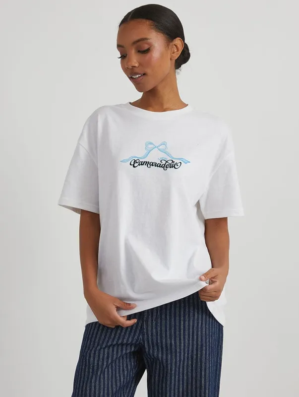 Camaraderie T-Shirt In Ecru sold by Skinnydip London