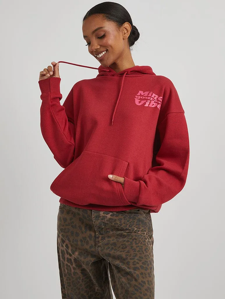 Mind Your Own Vibe Cherry Hoodie in Wine sold by Skinnydip London product image thumbnail 2