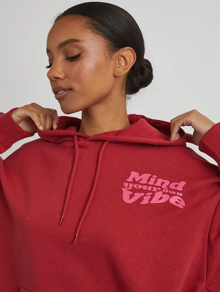 Mind Your Own Vibe Cherry Hoodie in Wine sold by Skinnydip London product image thumbnail 3