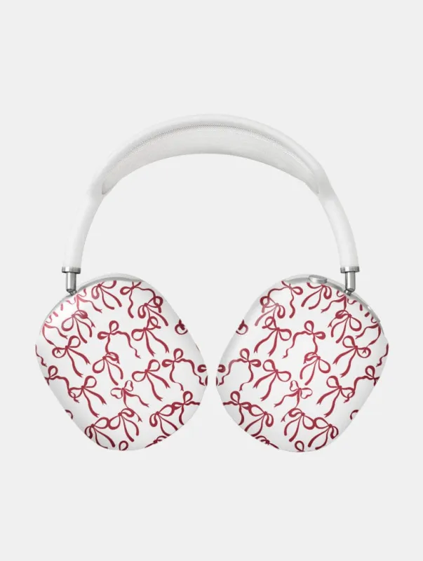 Burgundy Bows AirPods Max Case in Gloss sold by Skinnydip London
