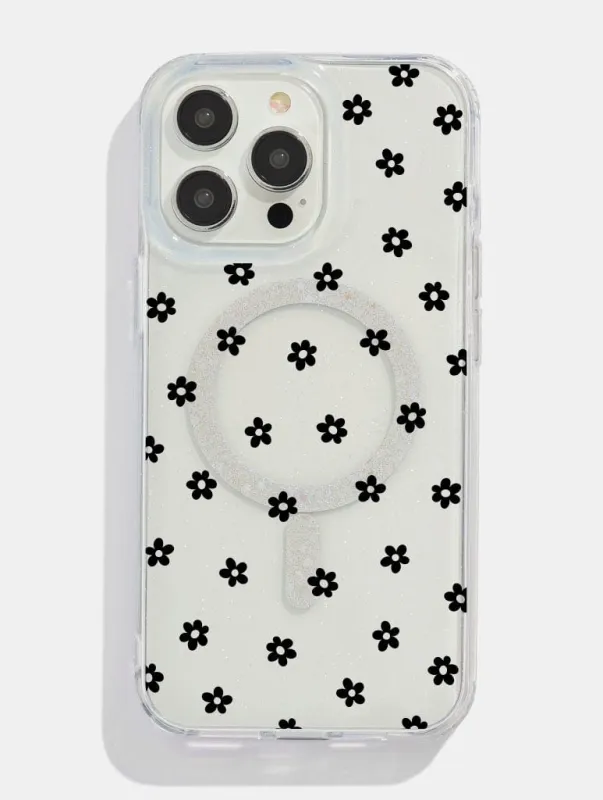 Black Ditsy Flower Glitter MagSafe iPhone Case sold by Skinnydip London
