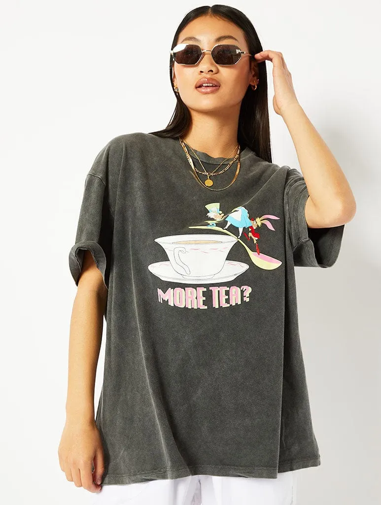 Disney Alice In Wonderland More Tea Acid Wash T-Shirt sold by Skinnydip London