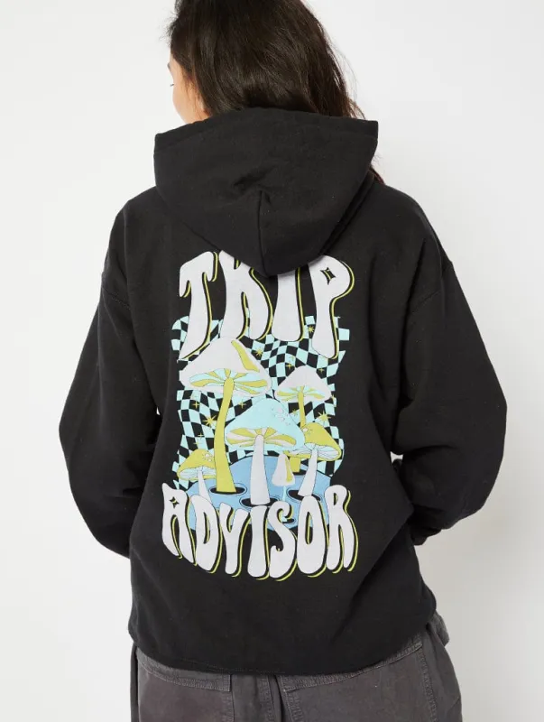 Oversized Trip Advisor Hoodie In Black sold by Skinnydip London