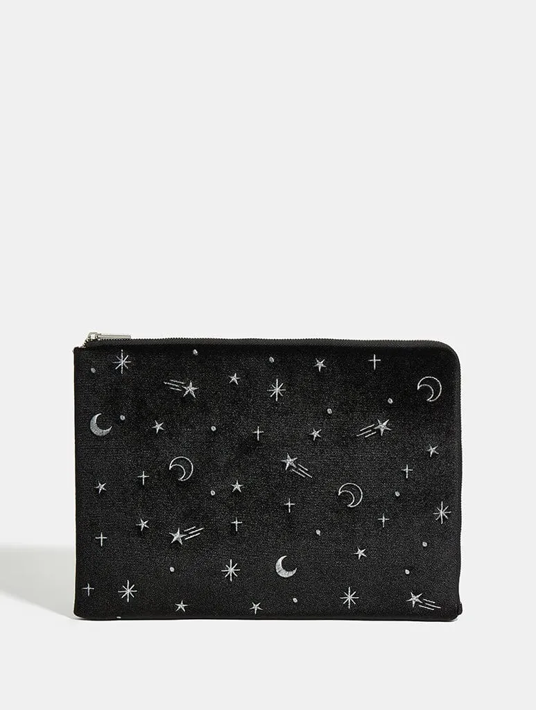 Silver Celestial Embroidered Laptop Case sold by Skinnydip London