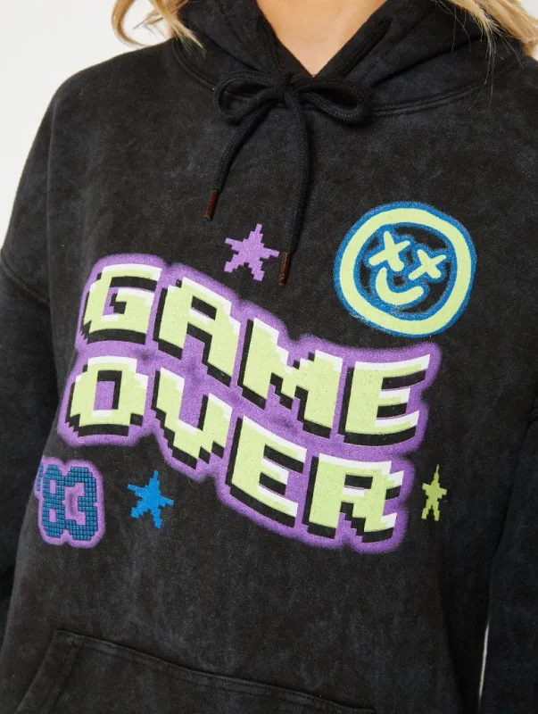 Game Over Graphic Oversized Hoodie sold by Skinnydip London