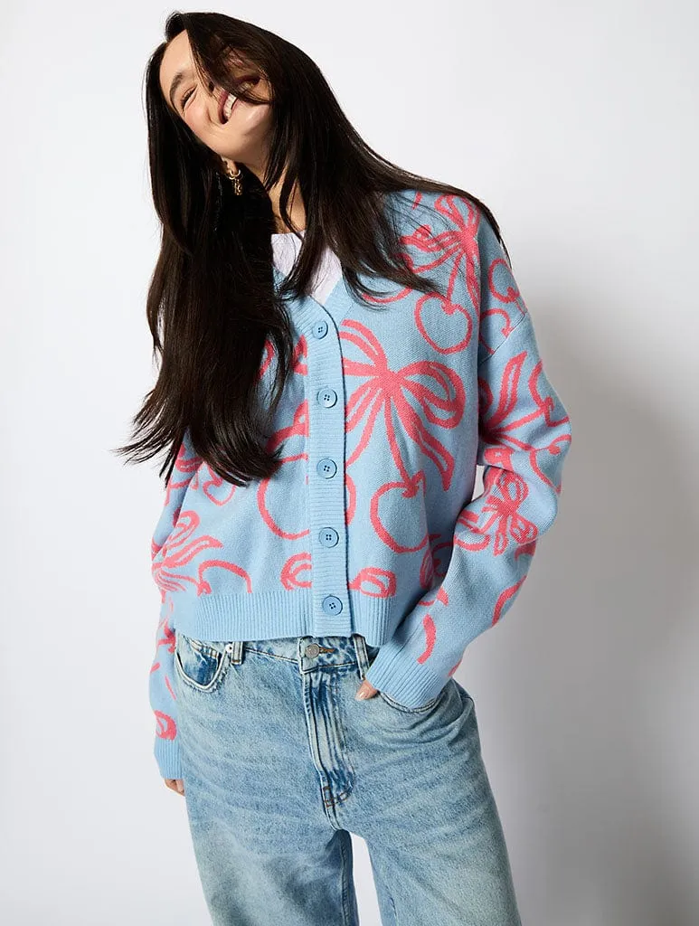 Cherry Bow Knitted Cardigan sold by Skinnydip London product image thumbnail 3