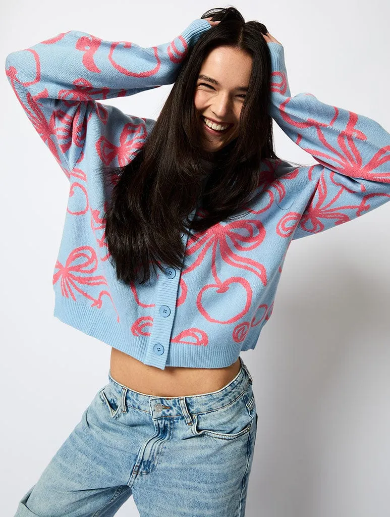 Cherry Bow Knitted Cardigan sold by Skinnydip London product image thumbnail 2