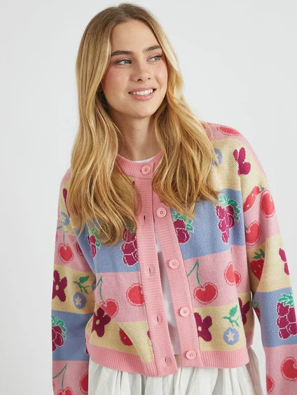 Fruity Stripe Knitted Cardigan sold by Skinnydip London
