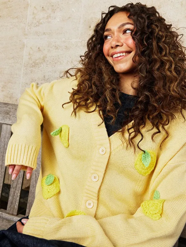 3D Lemons Knitted Cardigan sold by Skinnydip London