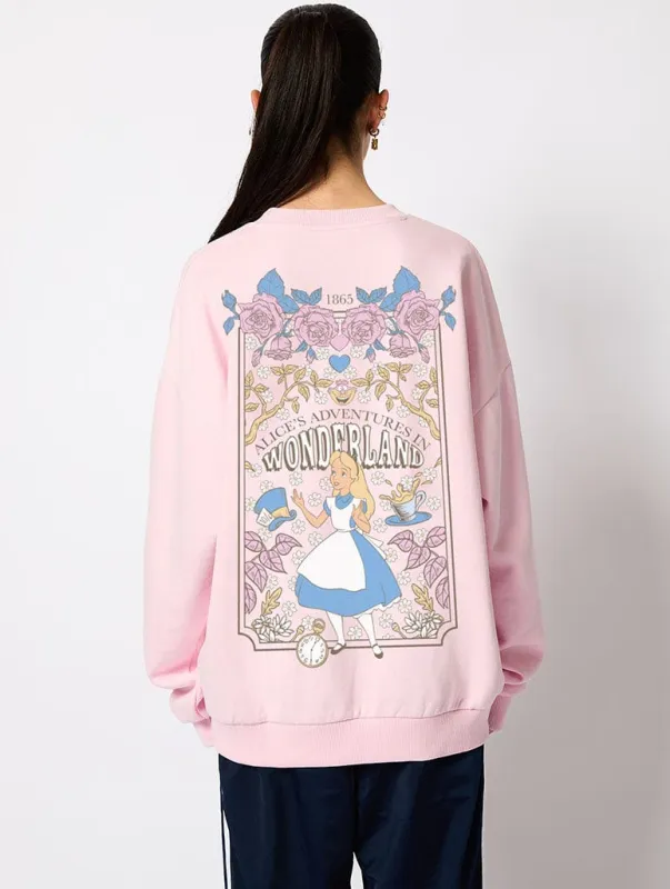 Disney Alice In Wonderland Book Sweatshirt In Pink sold by Skinnydip London