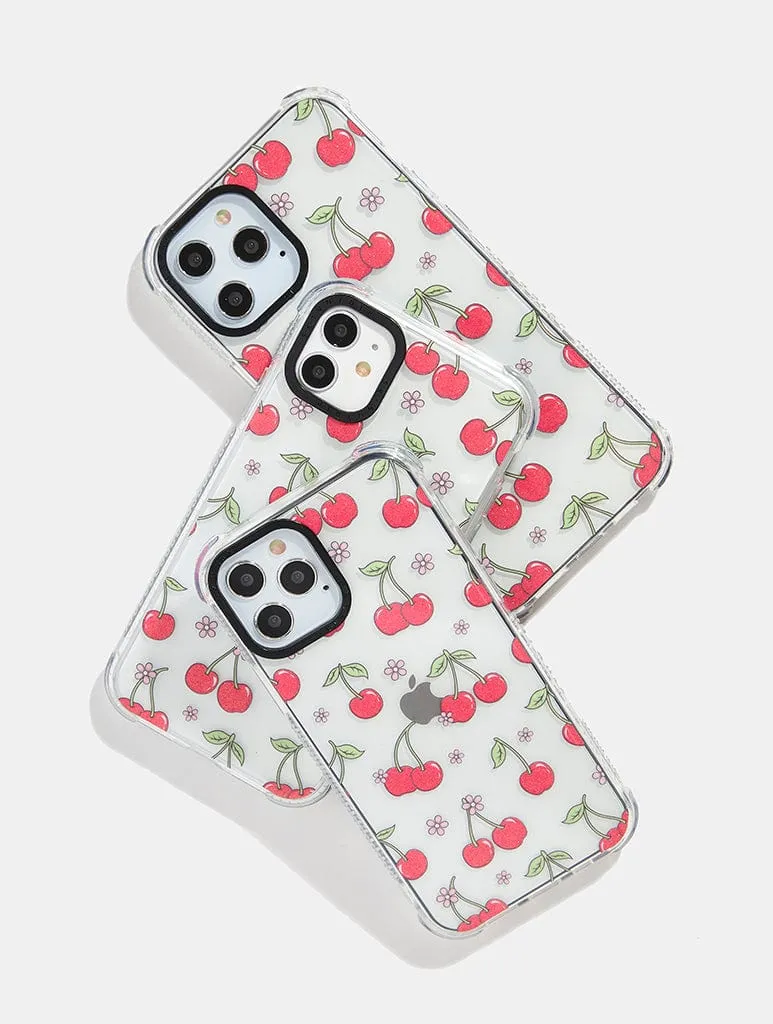 Glitter Floral Cherry Shock iPhone Case sold by Skinnydip London product image thumbnail 4