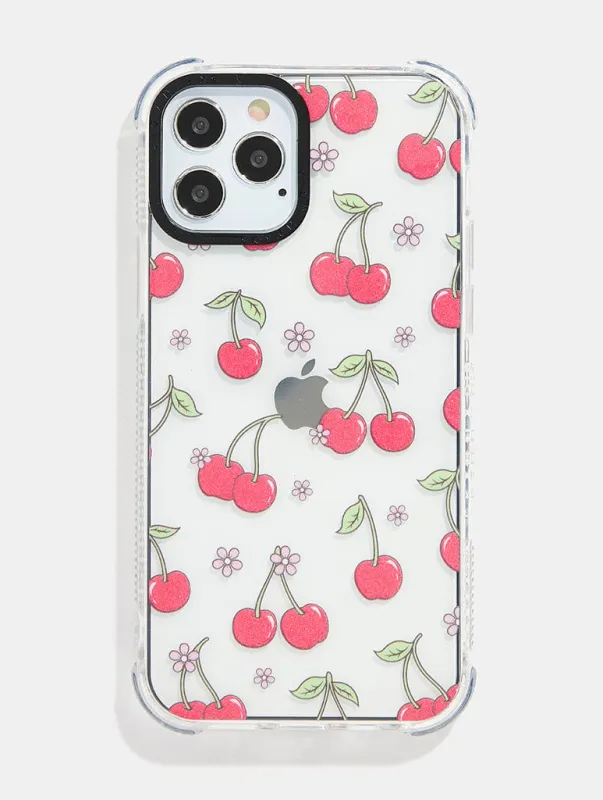 Glitter Floral Cherry Shock iPhone Case sold by Skinnydip London