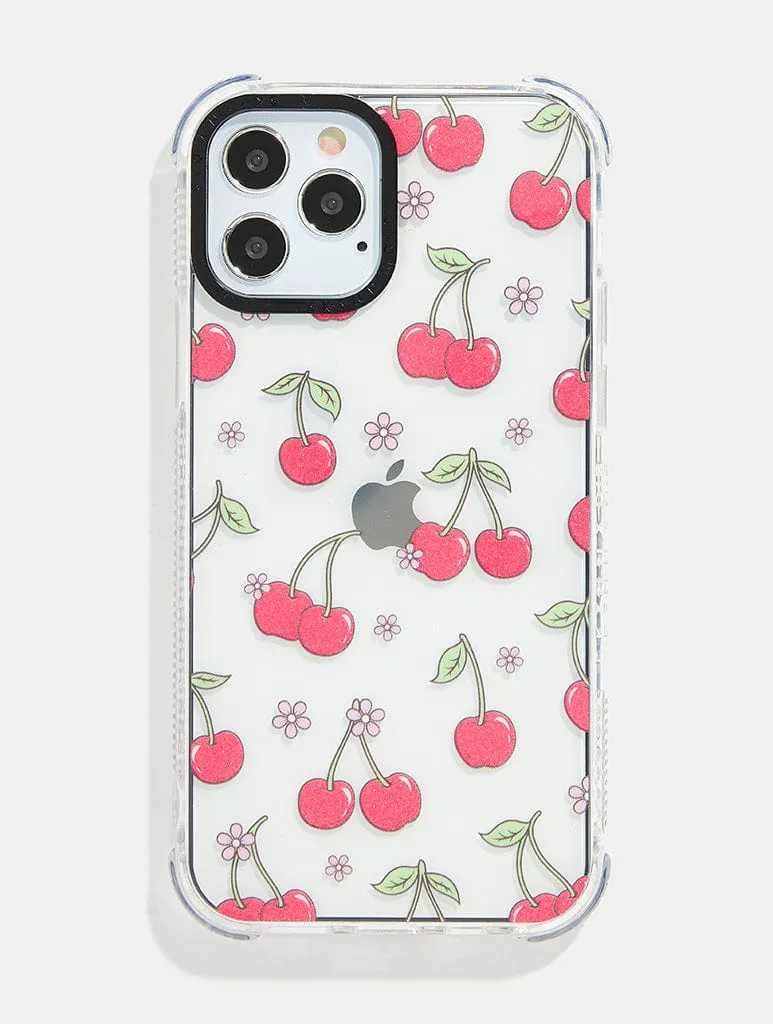Glitter Floral Cherry Shock iPhone Case sold by Skinnydip London