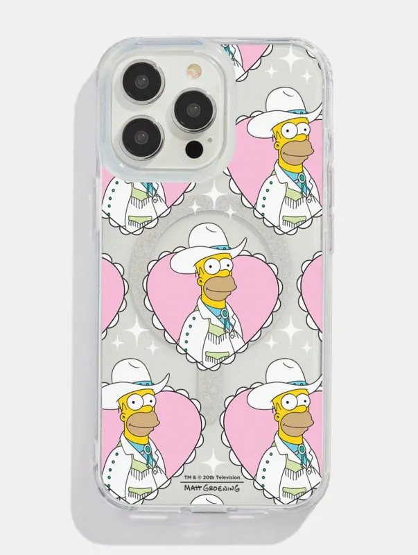 The Simpsons Cowboy Homer Glitter MagSafe iPhone Case sold by Skinnydip London