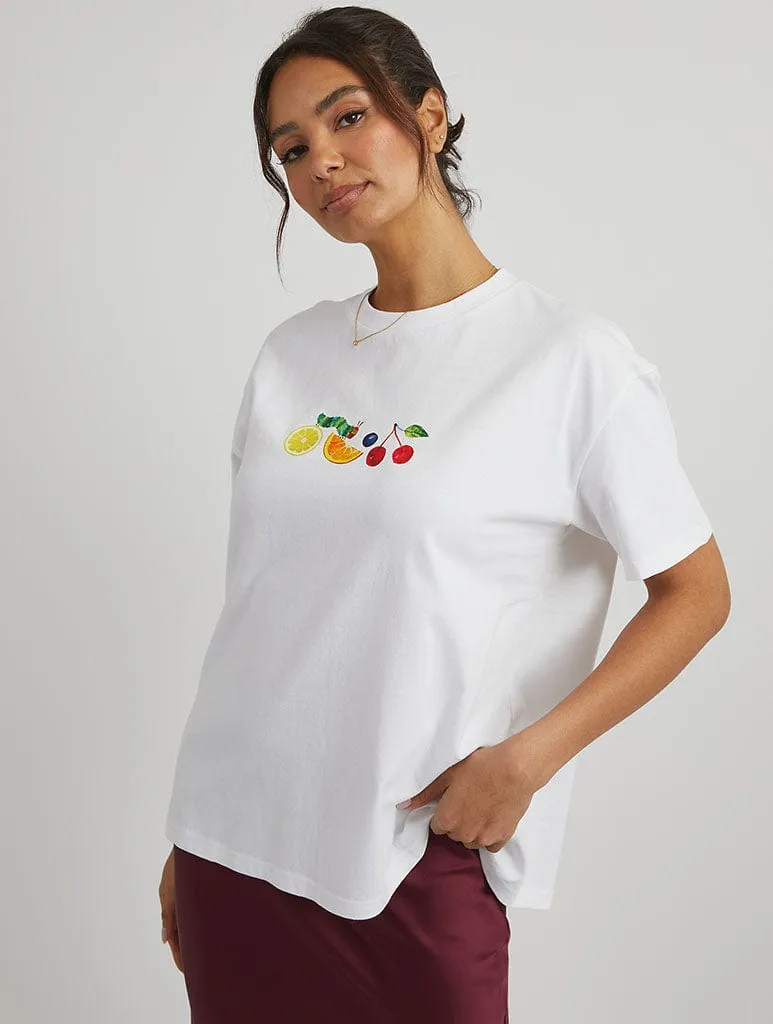 The Very Hungry Caterpillar Fruit T-Shirt in White sold by Skinnydip London product image thumbnail 2