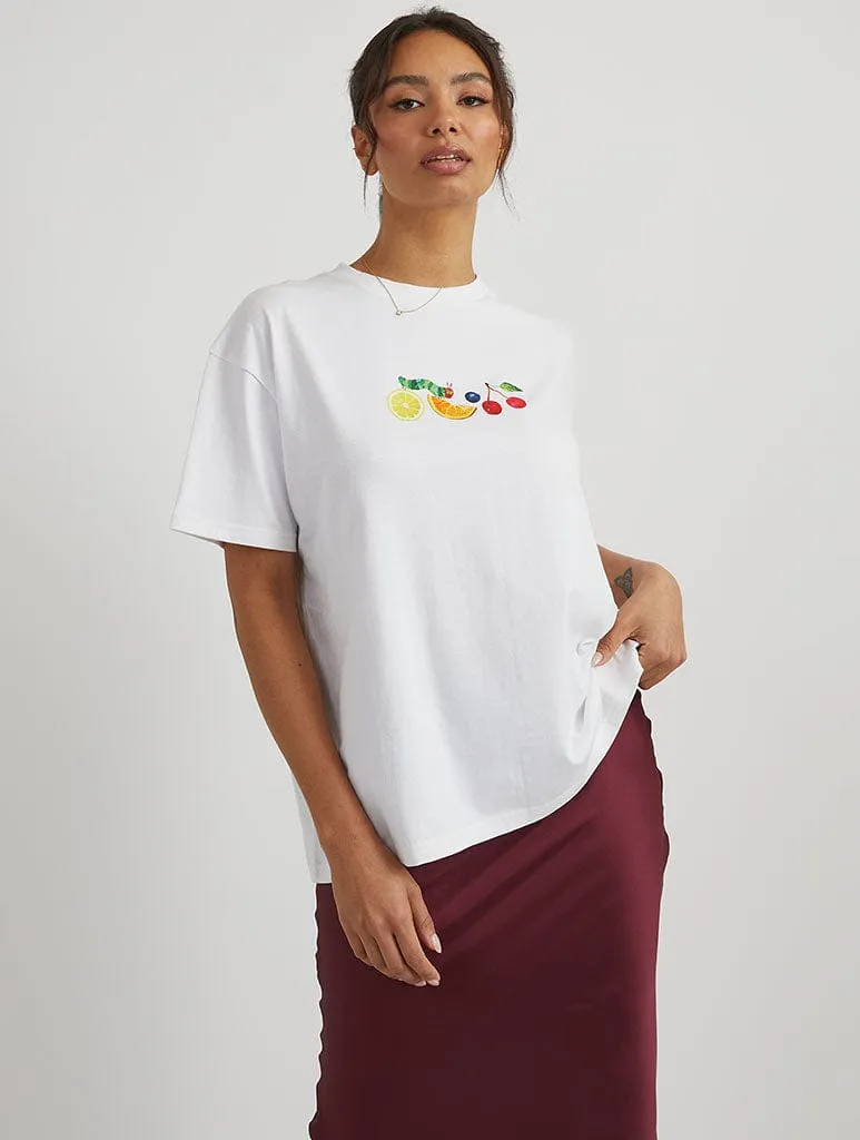 The Very Hungry Caterpillar Fruit T-Shirt in White sold by Skinnydip London product image thumbnail 4