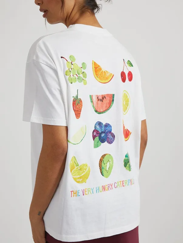 The Very Hungry Caterpillar Fruit T-Shirt in White made by Skinnydip London