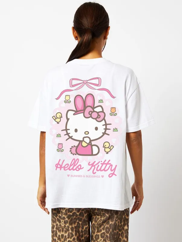 Hello Kitty x Skinnydip Easter Bunny T-Shirt in Ecru sold by Skinnydip London