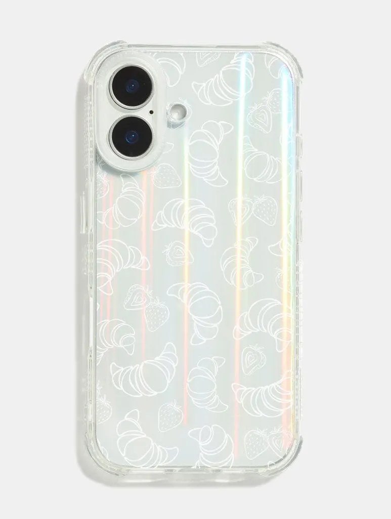 White Croissants & Strawberries Shock iPhone Case sold by Skinnydip London
