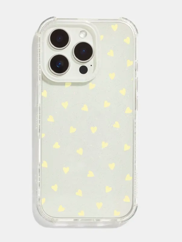 Yellow Ditsy Hearts Shock iPhone Case sold by Skinnydip London