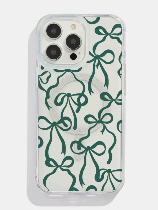 Green Bows Glitter MagSafe iPhone Case sold by Skinnydip London