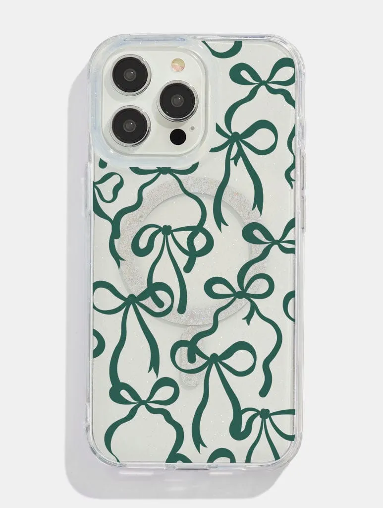 Green Bows Glitter MagSafe iPhone Case sold by Skinnydip London