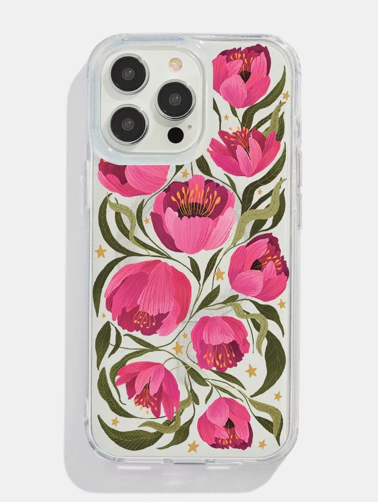 Kate Fox x Skinnydip Pink Floral Glitter MagSafe iPhone Case sold by Skinnydip London