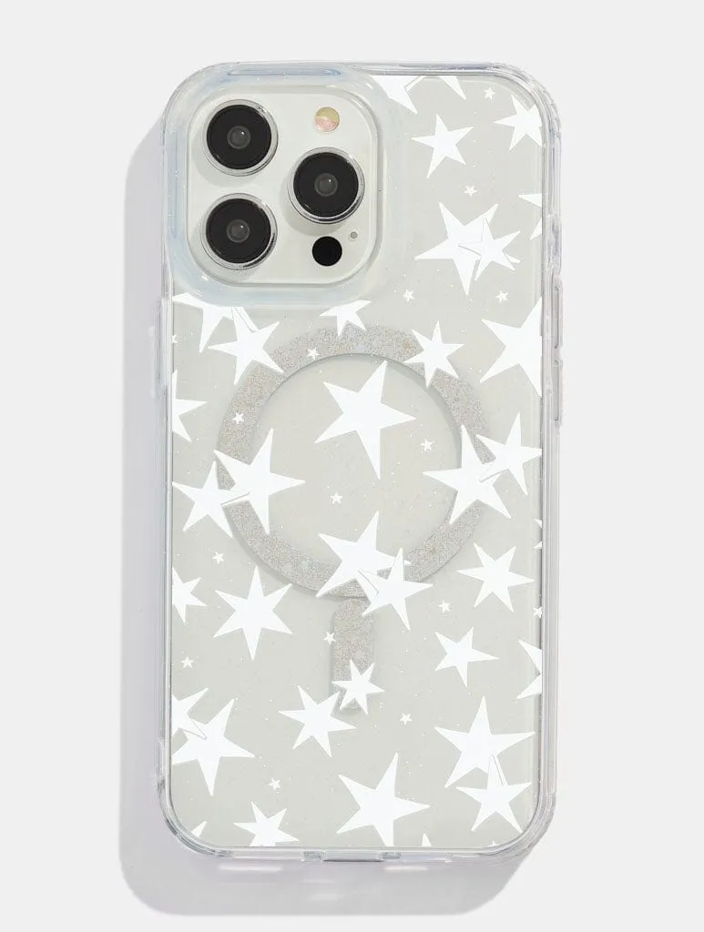 White Stars Glitter MagSafe iPhone Case sold by Skinnydip London