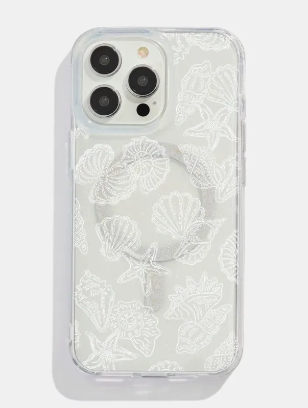 White Sea Shells Glitter MagSafe iPhone Case sold by Skinnydip London