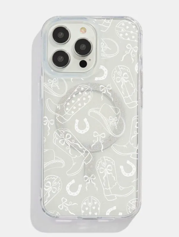 White Coquette Cowgirl Glitter MagSafe iPhone Case sold by Skinnydip London