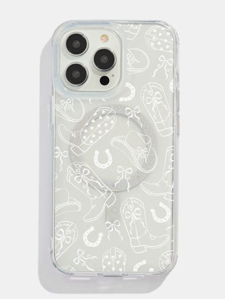 White Coquette Cowgirl Glitter MagSafe iPhone Case sold by Skinnydip London