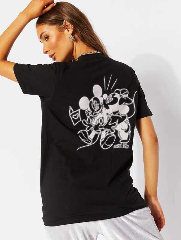 Disney Mickey Loves Minnie Black Oversized T-Shirt sold by Skinnydip London