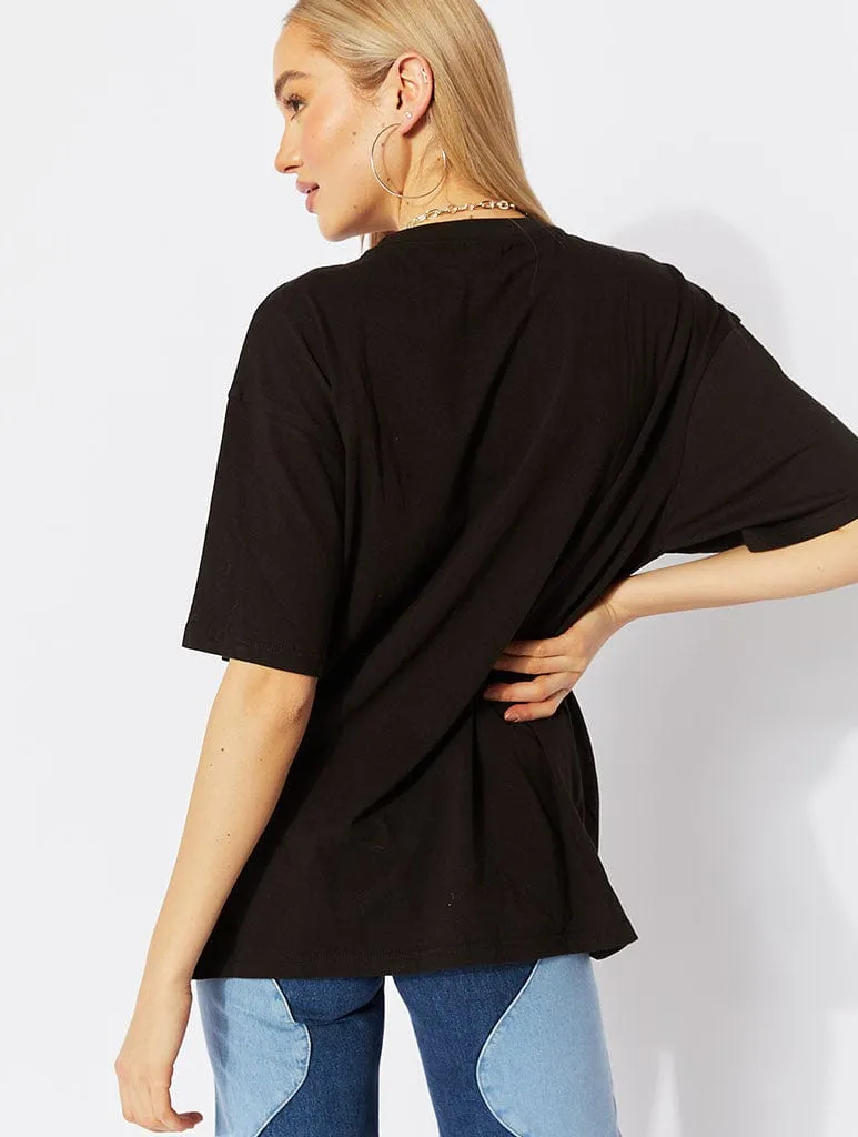 Paradise Dolphin Graffiti Black Oversized T-Shirt sold by Skinnydip London product image thumbnail 3