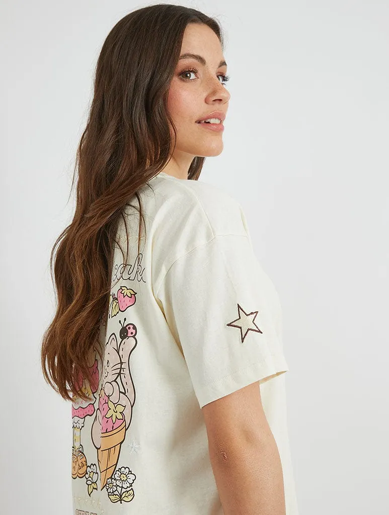 Strawberry Shortcake x Skinnydip Stay Wild T-Shirt in Ecru sold by Skinnydip London product image thumbnail 5