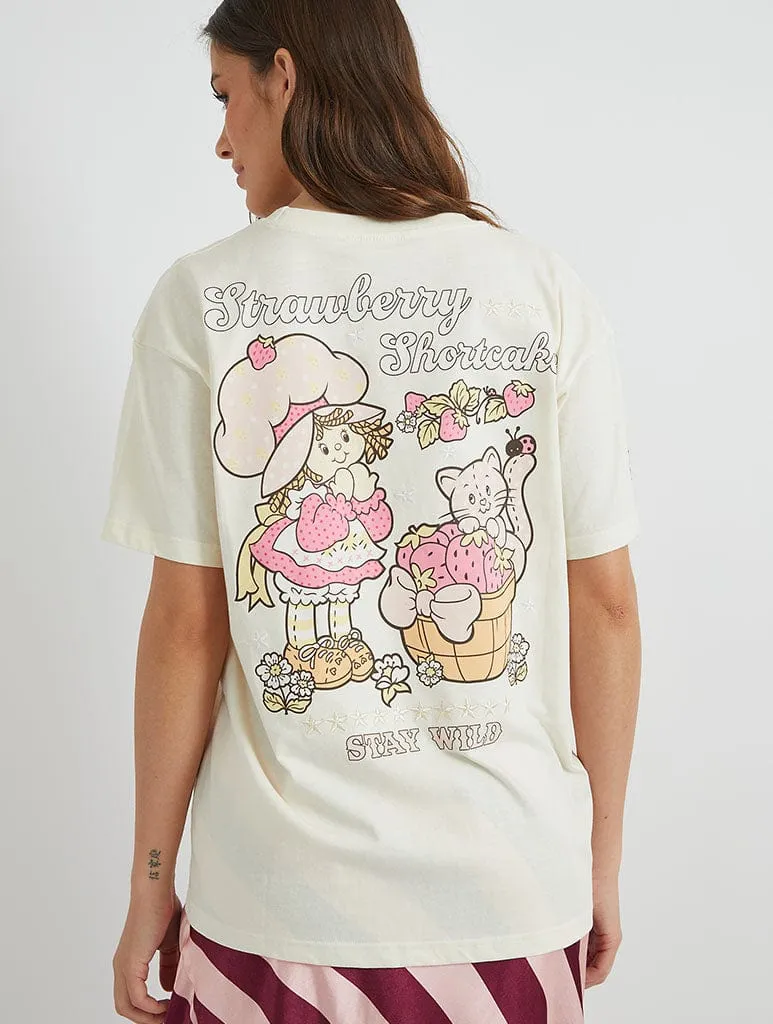 Strawberry Shortcake x Skinnydip Stay Wild T-Shirt in Ecru sold by Skinnydip London product image thumbnail 3